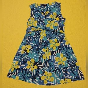 Lands' End Fit and Flare floral print sleeveless dress size Large